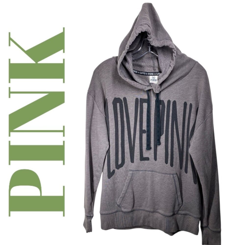 PINK VICTORIA'S SECRET VTG Y2K LOVE PINK HOODIE BROWN RELAXED OVERSIZED,‎ LARGE